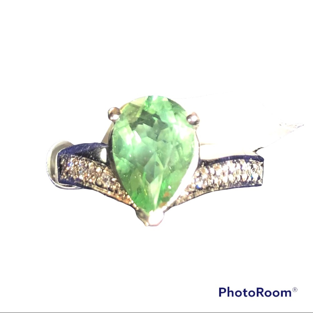 Mint Green Marquis Lime Cubic Zirconia Set in Sterling
